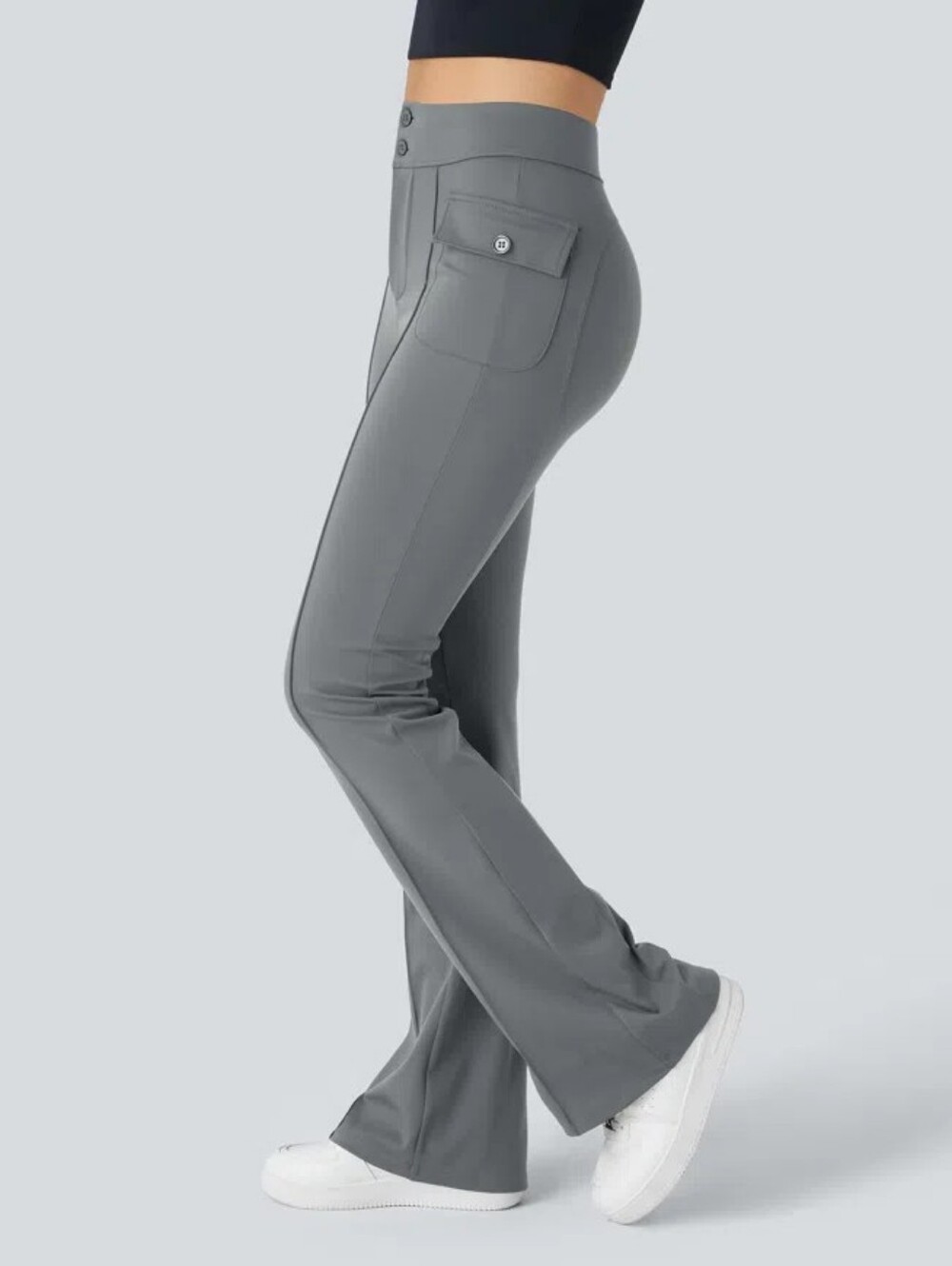 NWOT Halara High Waisted Side Flap Pocket Flare Casual Cargo Pants Size M